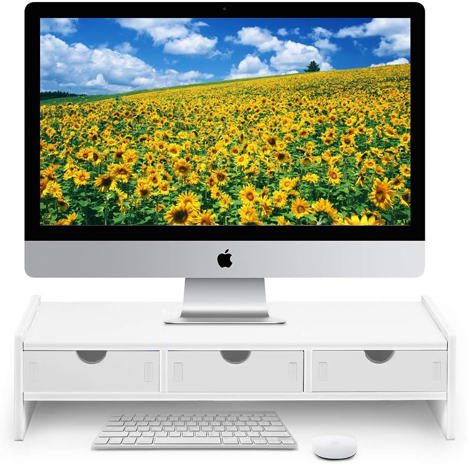 VALEN Monitor Stand Riser with 3 Organizer Drawers for Desk