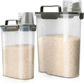 Rice Storage Container 5-10lb Airtight Dispenser - Clear Grey Set