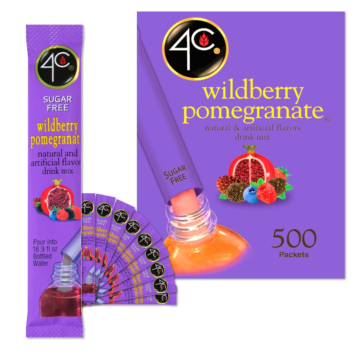 4C Powder Drink Stix Wildberry Pomegranate 500 Count Value Pack