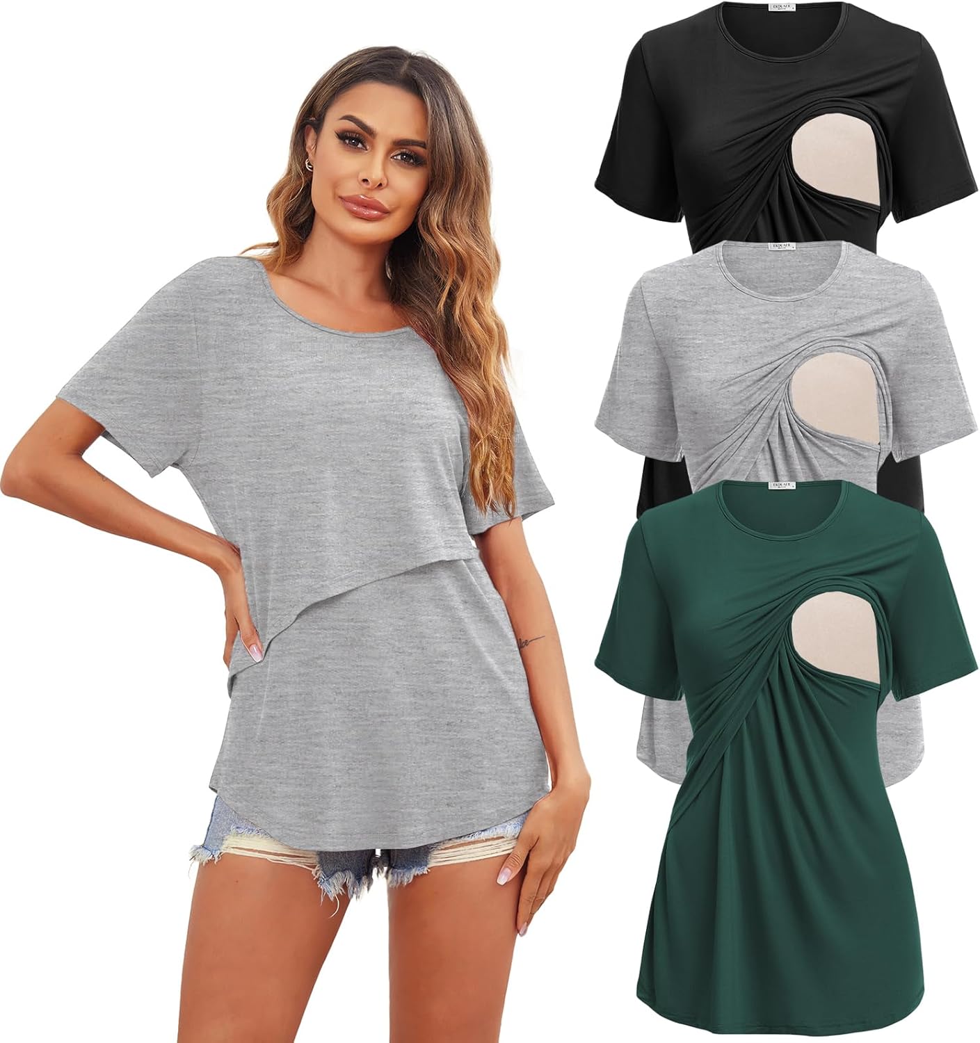 Ekouaer Women's Maternity Shirts for Nursing and Comfort