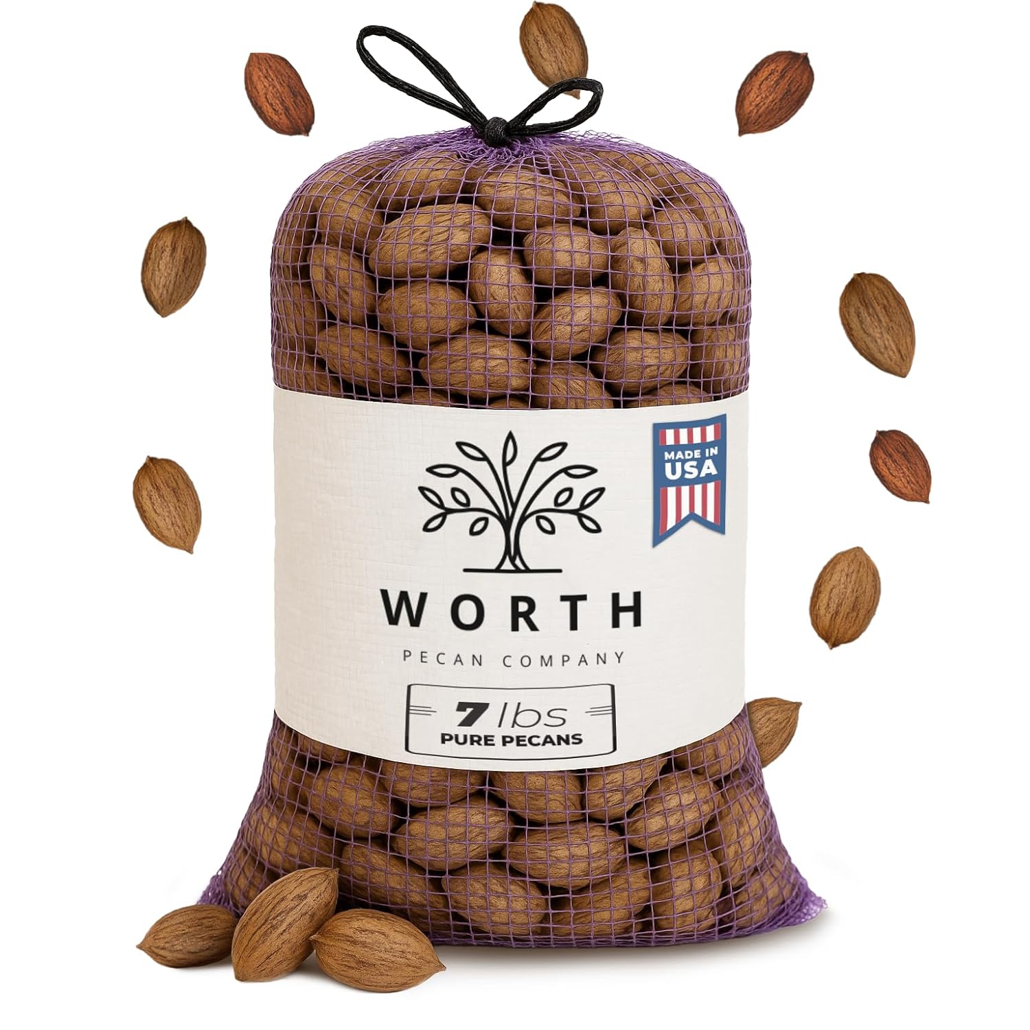 7 LBS Bag of Raw Pecans in Shell for Snacking and Baking