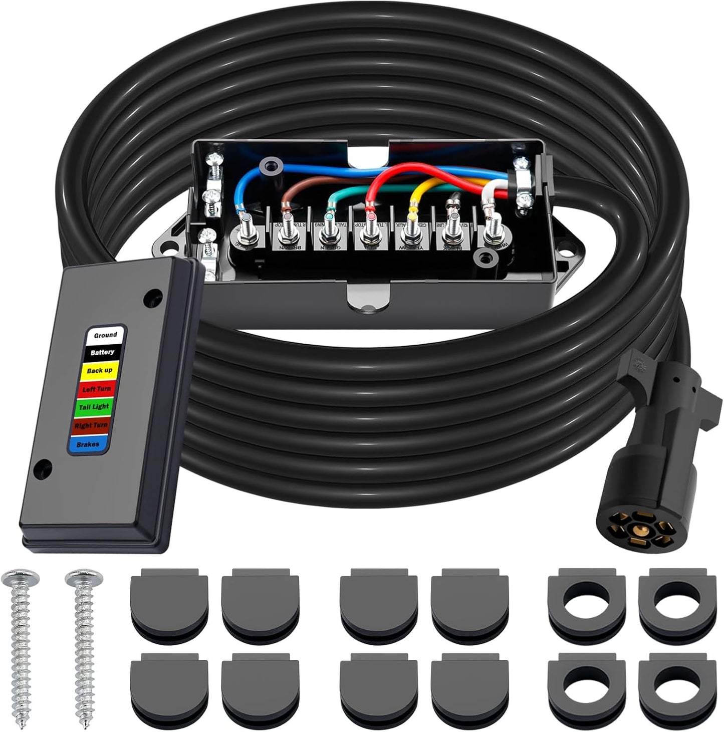 CheeMuii 15 FT Trailer Wiring Harness Kit for Heavy Duty Use