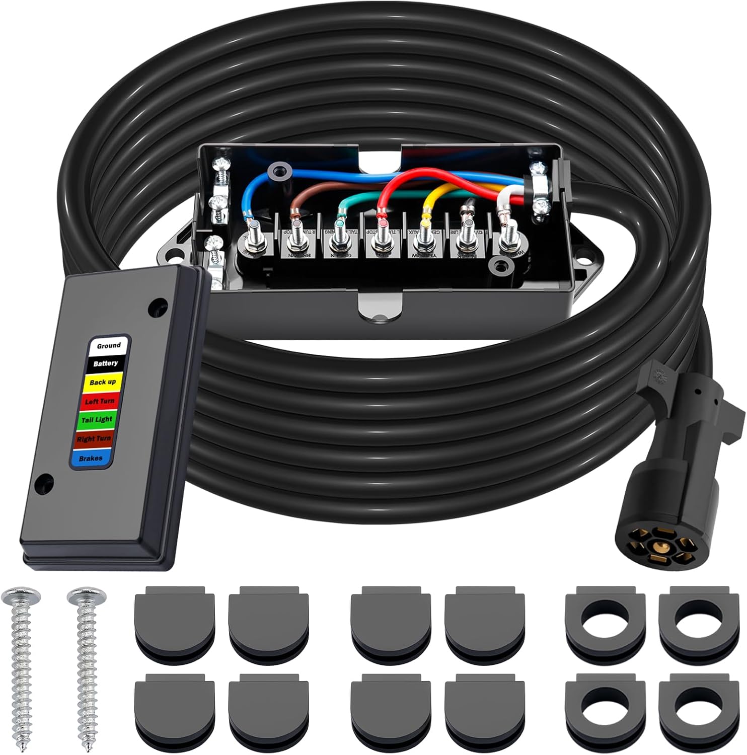 CheeMuii 15 FT Trailer Wiring Harness Kit for Heavy Duty Use