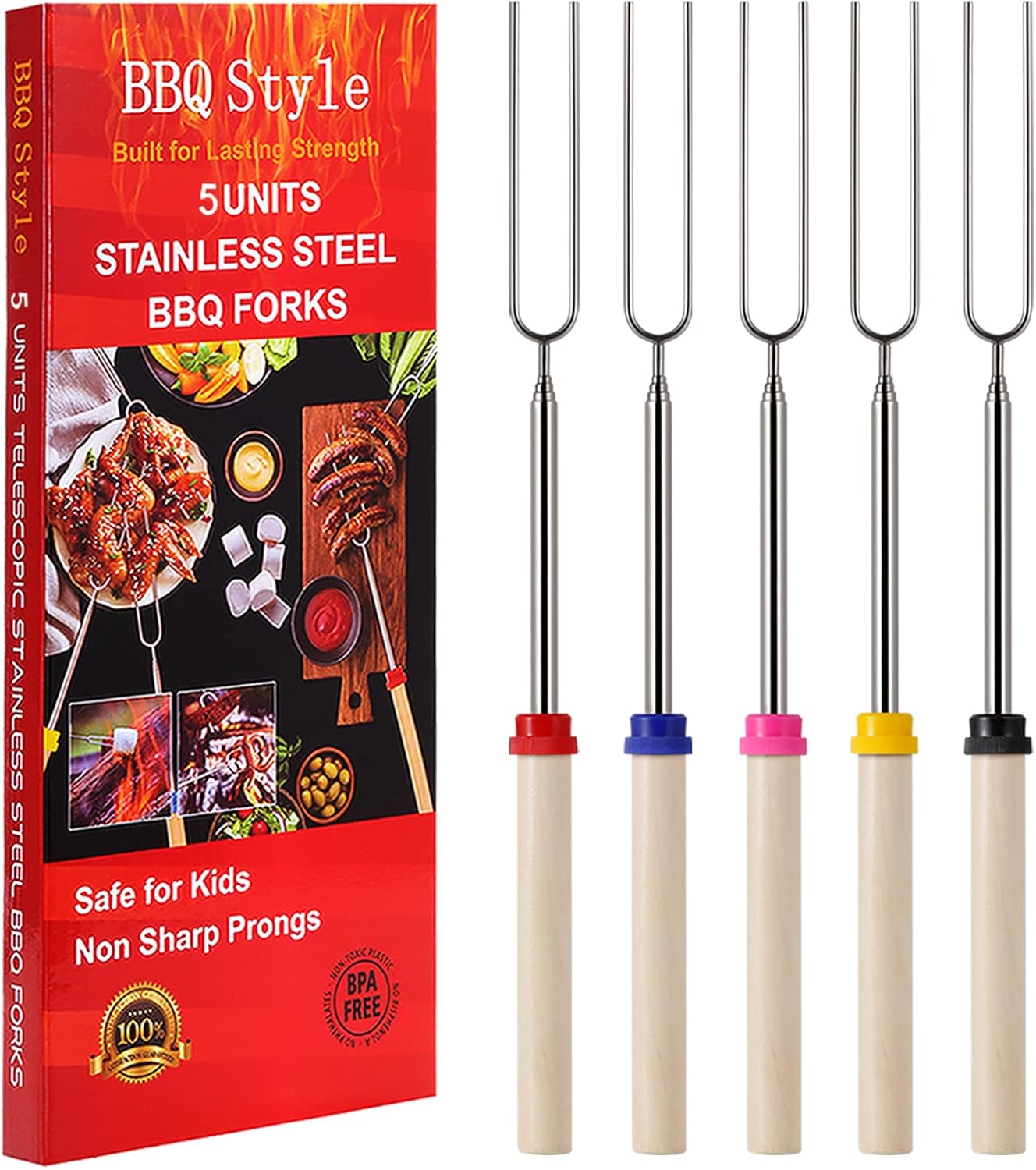 Telescoping Marshmallow Roasting Sticks - 5 Pack