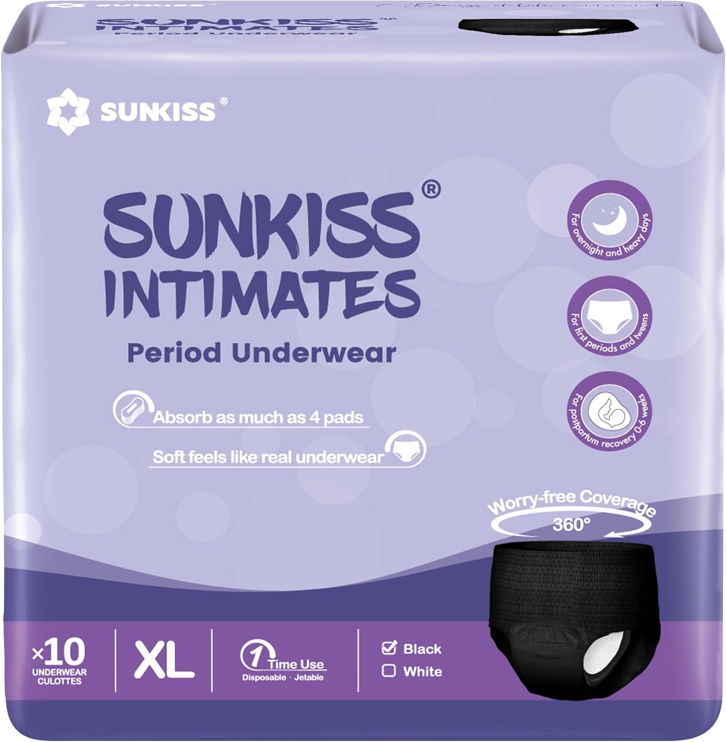 Sunkiss Intimates XL Disposable Period Underwear - Heavy Flow Relief!