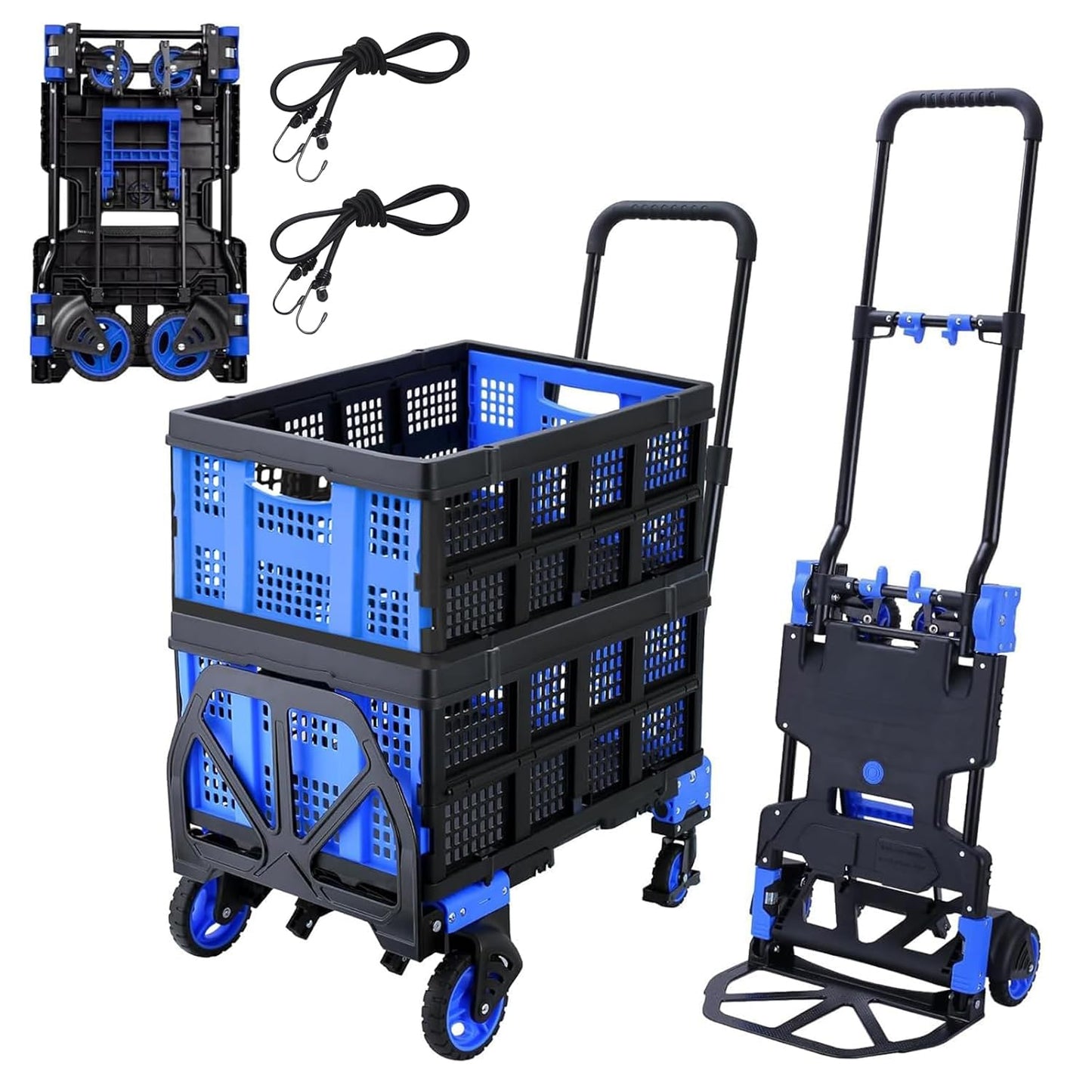 2 in 1 Folding Hand Truck with Baskets and 330lbs Capacity
