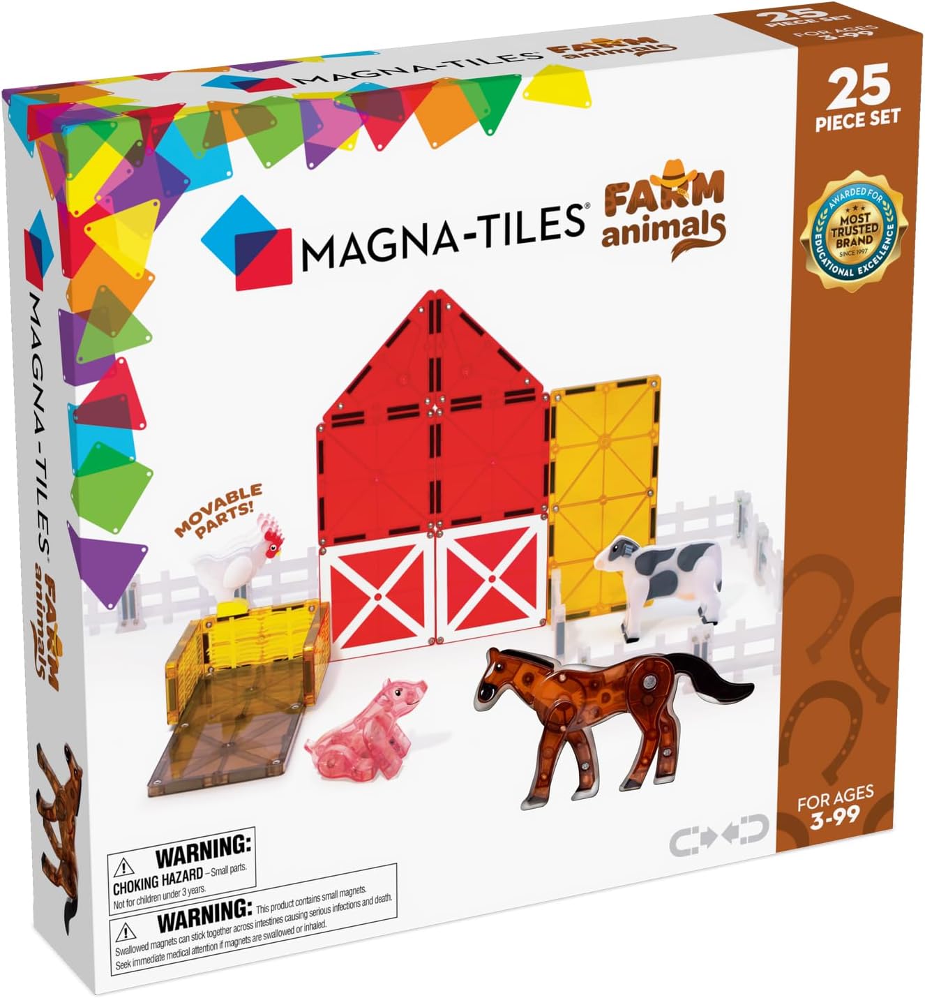 Magna-Tiles Farm Animals 25-Piece Set - Magnetic Construction Fun