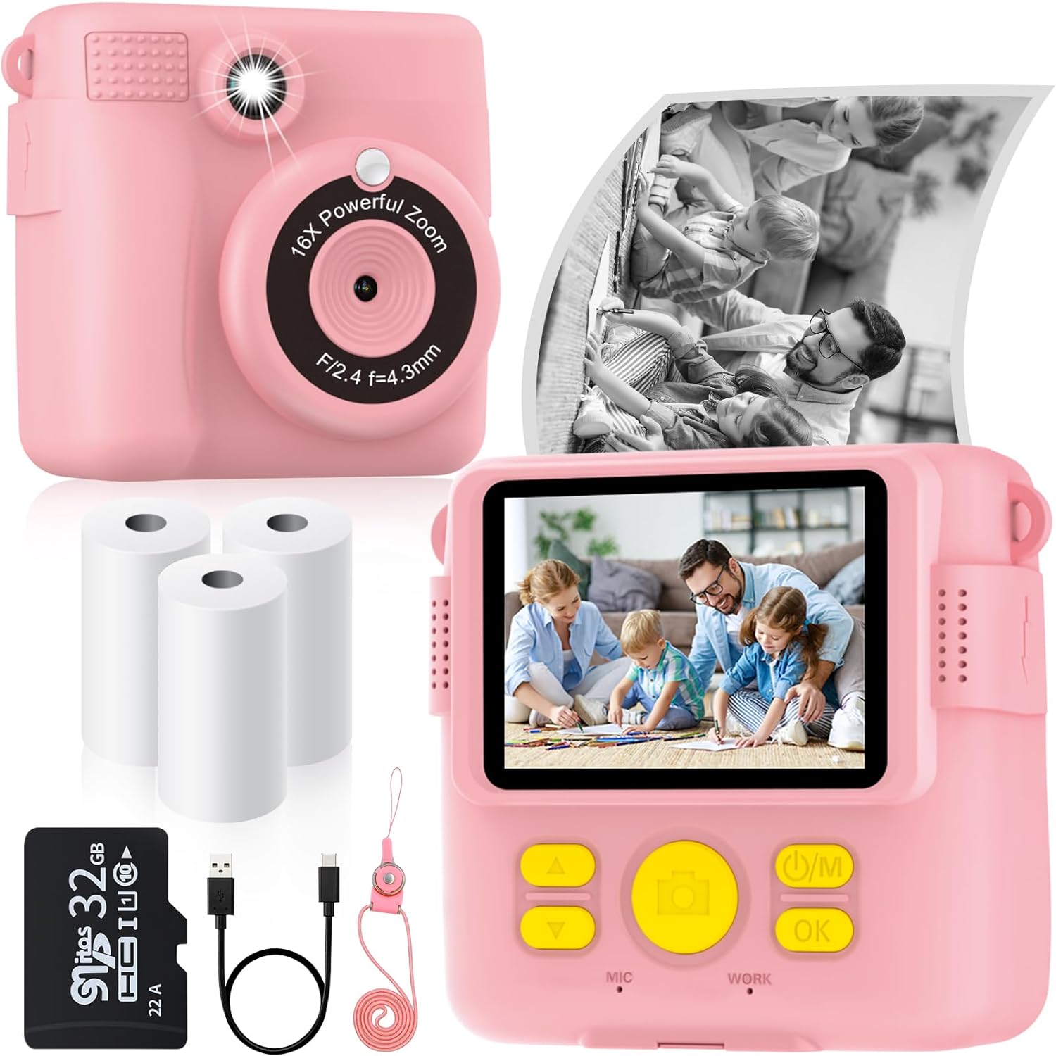 Kids' Instant Print Camera Bundle - Print Anywhere, Anytime!