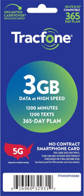 Tracfone $60 1200 Min 1200 Text 3 GB Data 365Day Plan - One Year