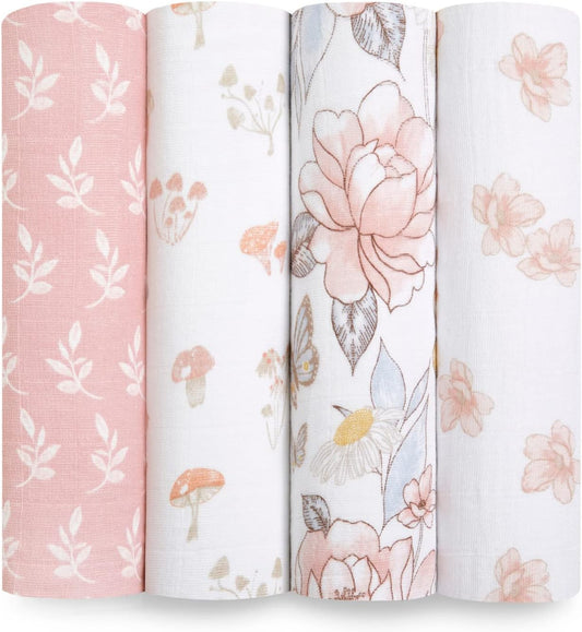 Organic Cotton Muslin Swaddle Blankets for Newborns & Infants