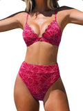 CUPSHE Bikini Set High Waisted Scalloped V Neck Two Pieces Swimsuit XS