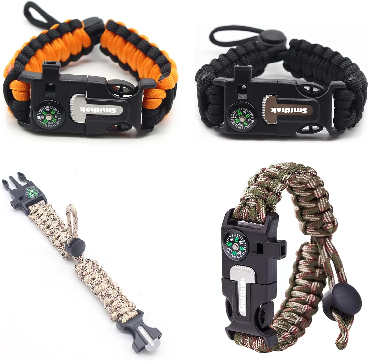 Smithok Paracord Bracelet 4-Pack: Ultimate Survival Gear