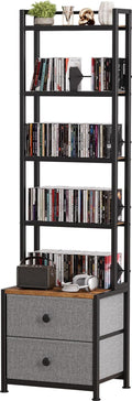 CD Storage Rack with Drawer 5-Tier DVD Organizer - Space-Saving Media