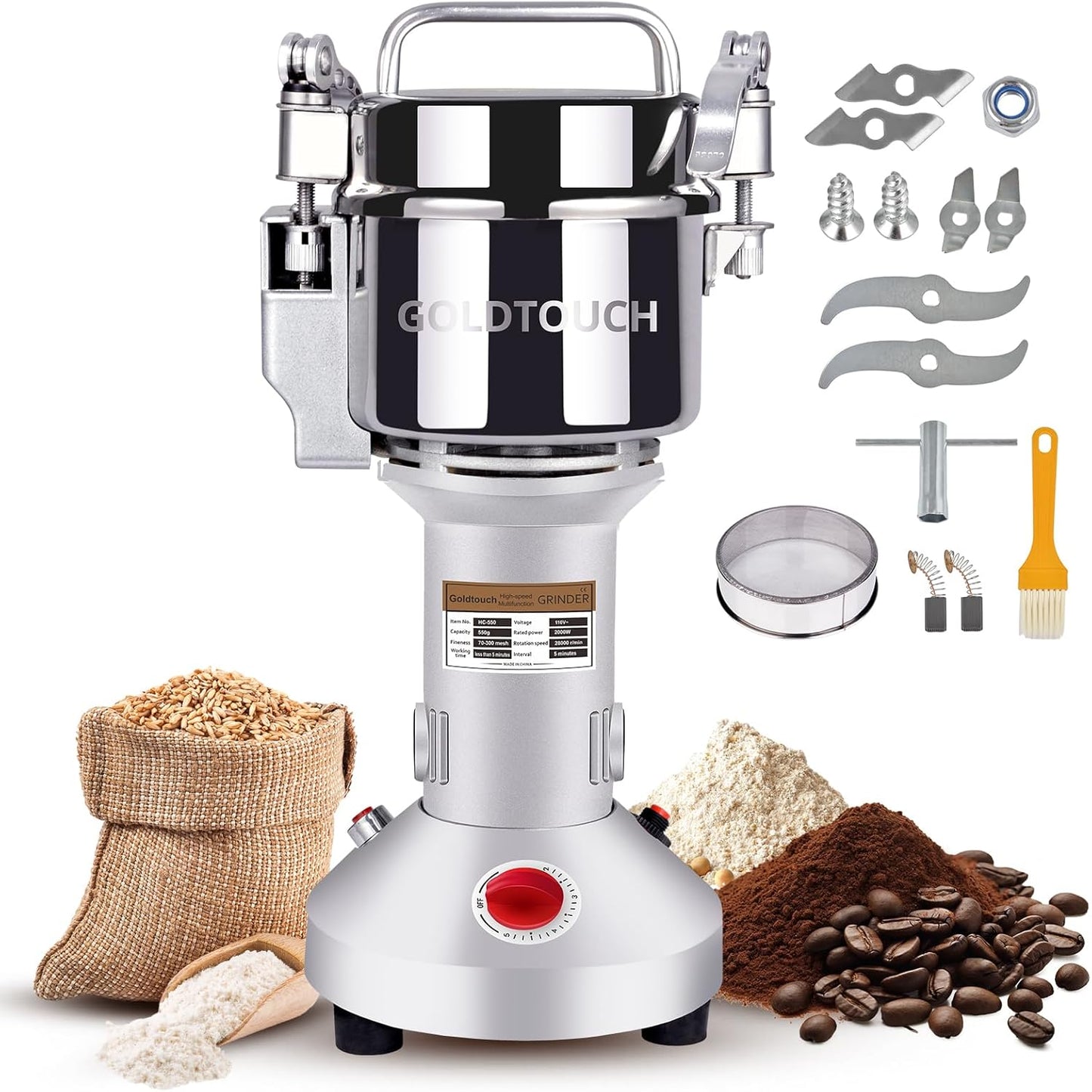 High-Speed Electric Grain Mill Grinder for Home and Commercial Use