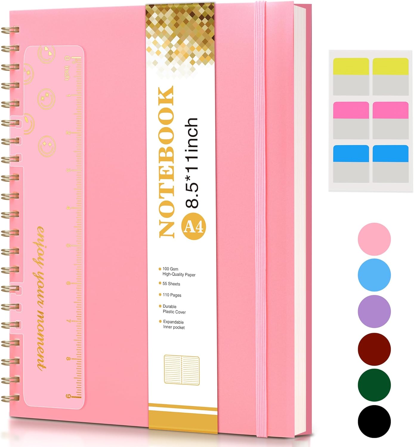 Pink Spiral Notebook for Work & School, College Ruled, 100 GSM Paper
