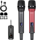Dual Rechargeable Wireless Microphones Pro Handheld Cordless Mics