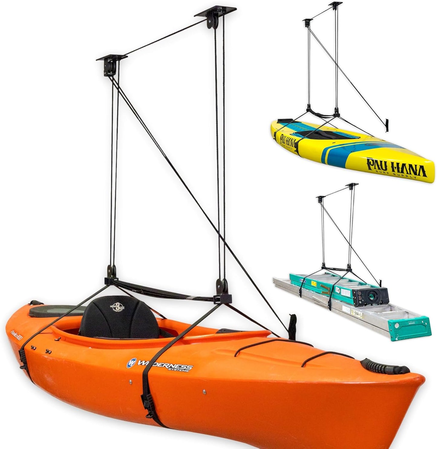 Kayak and Canoe Ceiling Hoist for Overhead Garage Storage