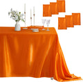 6 Pack Satin Table Cover Rectangle 60 x 102 in Orange - Smooth Satin