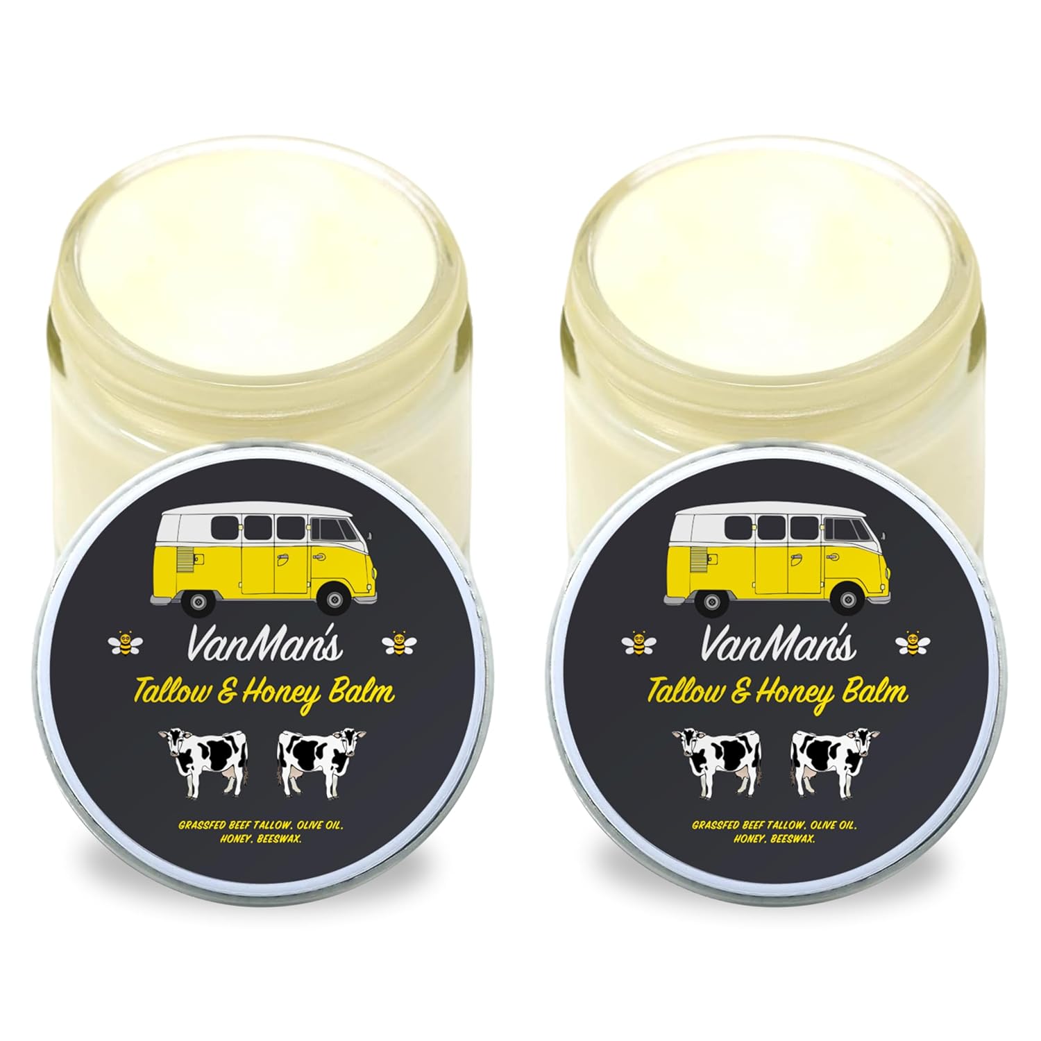 Vanman's Tallow and Honey Balm for Soft Skin Care (2 Pack)
