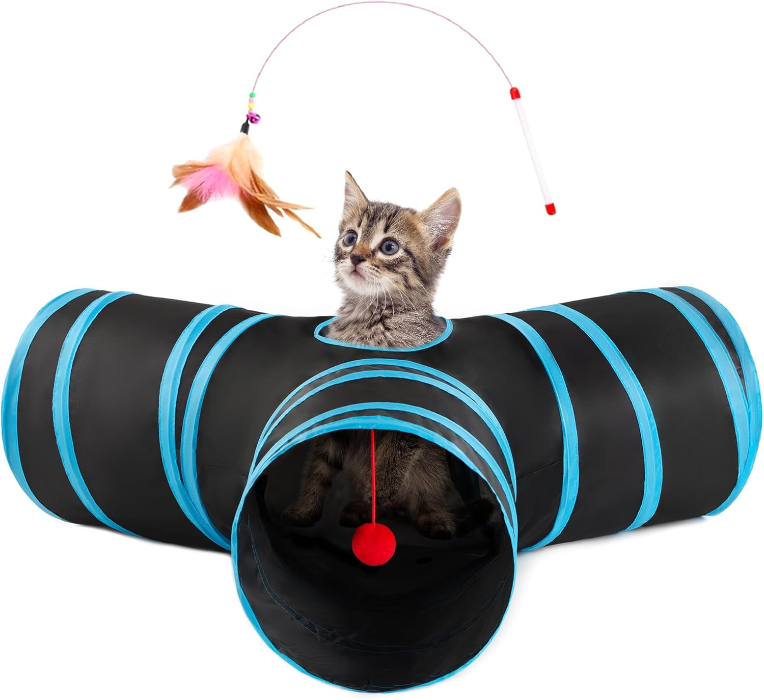 Interactive 3-Way Cat Tunnel for Endless Playful Fun