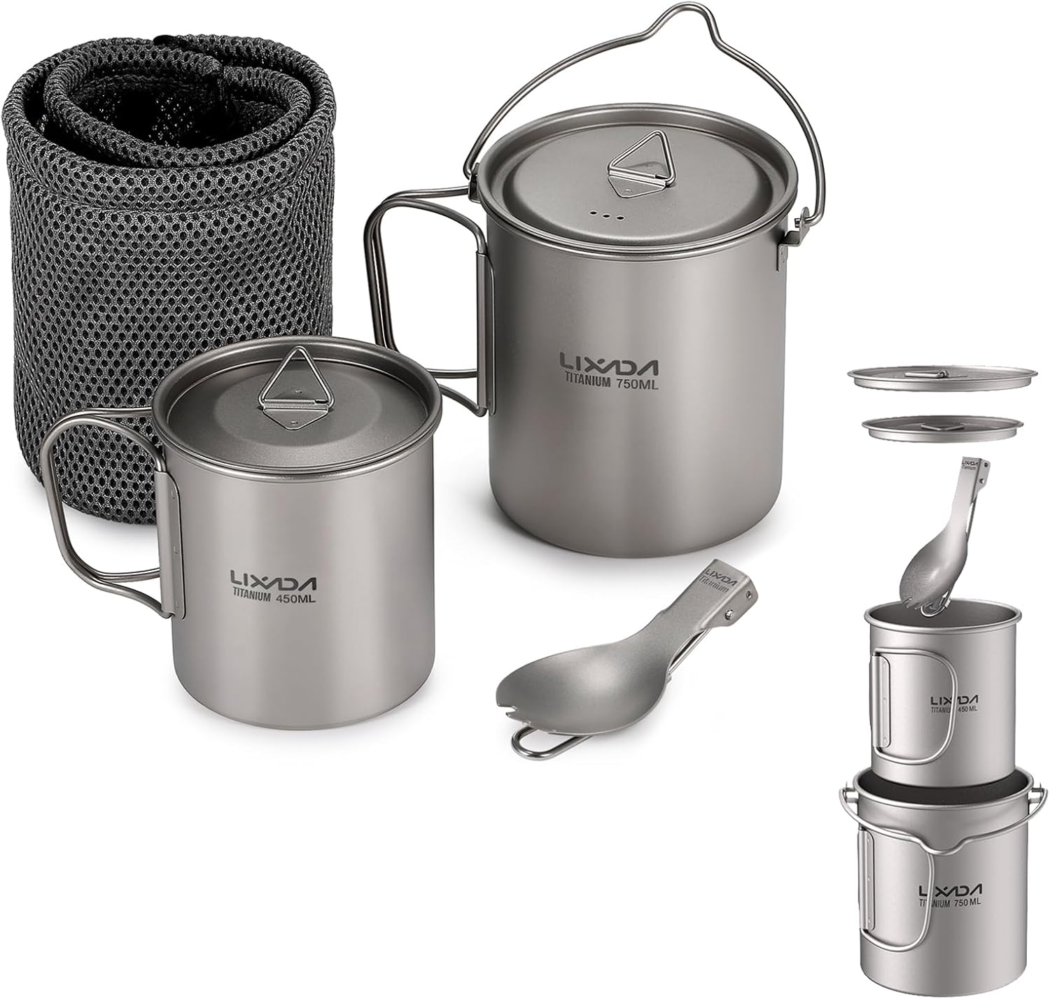 LIXADA Titanium Cookware Set: Ultimate Camping Convenience