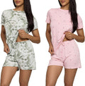Womens Short Sleeve Pajama Short Set 2-Pack - Lightweight (Style K5NL)
