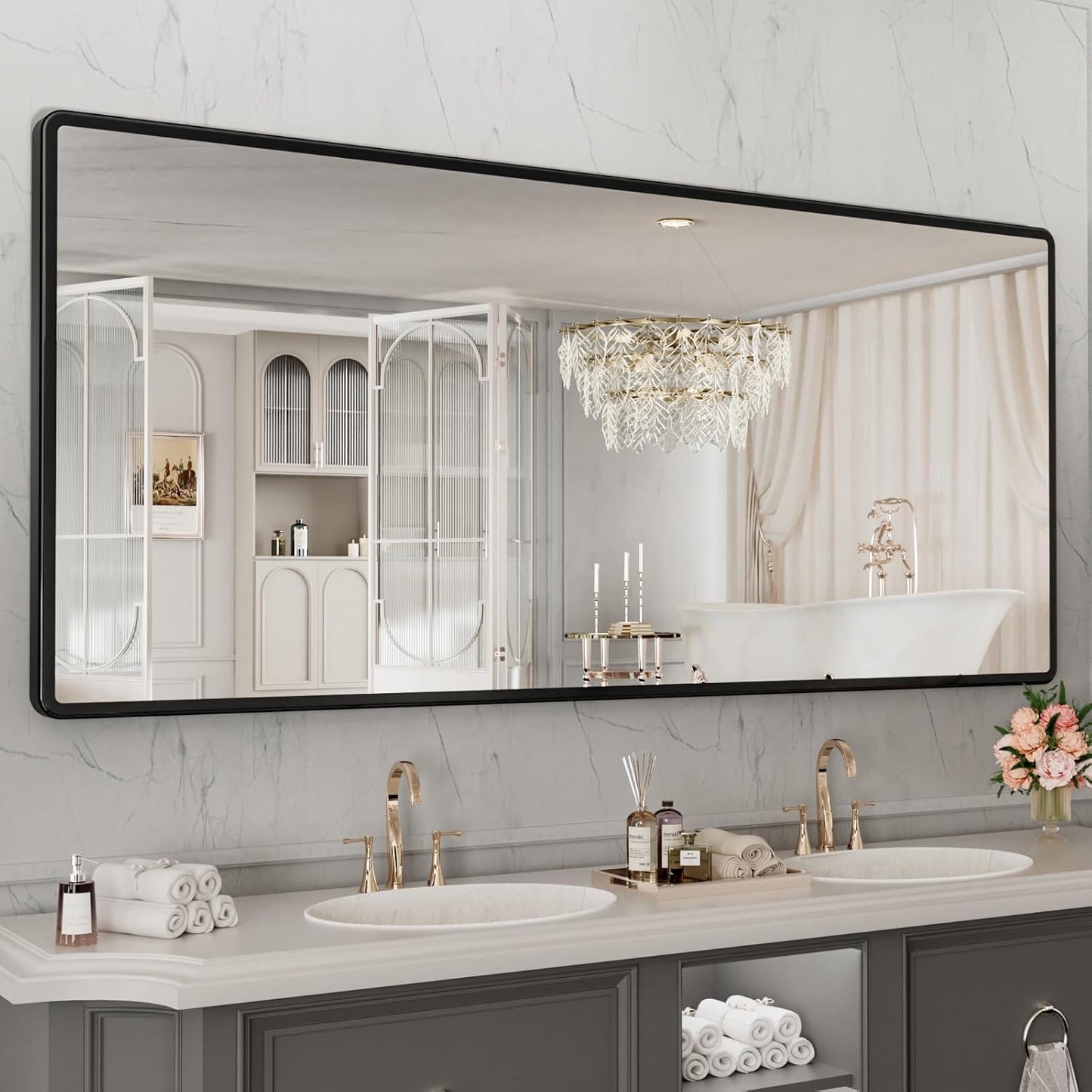 Upgrade Bathroom Mirror with Black Metal Frame for Modern Spaces