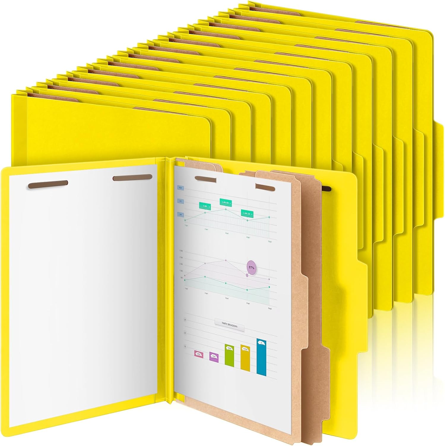 48 Pcs Classification Folders with 2 Dividers for Organizing