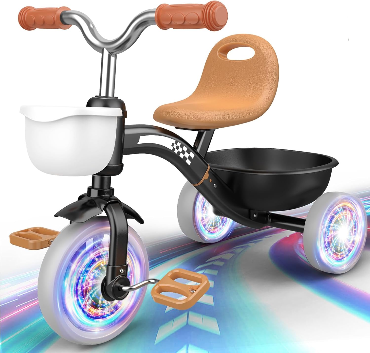 Toddler Tricycle for 1-4 Year Olds with Colorful Lighting Wheels
