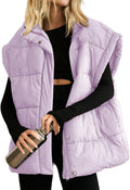 Oversized Puffer Vest Stand Collar Full Zip - Cozy Layering Pick