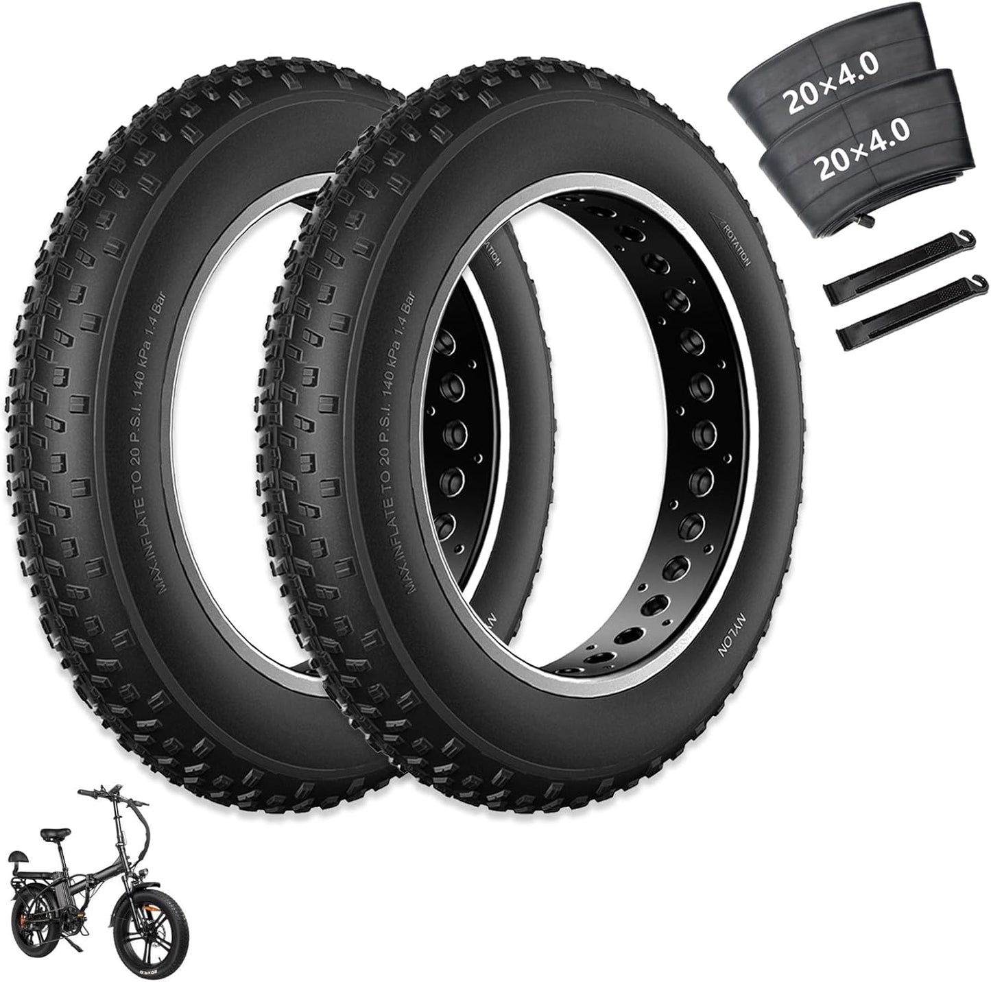 20x4 Fat Bike Tire Replacement Kit for E-Bikes and Mountain Bikes