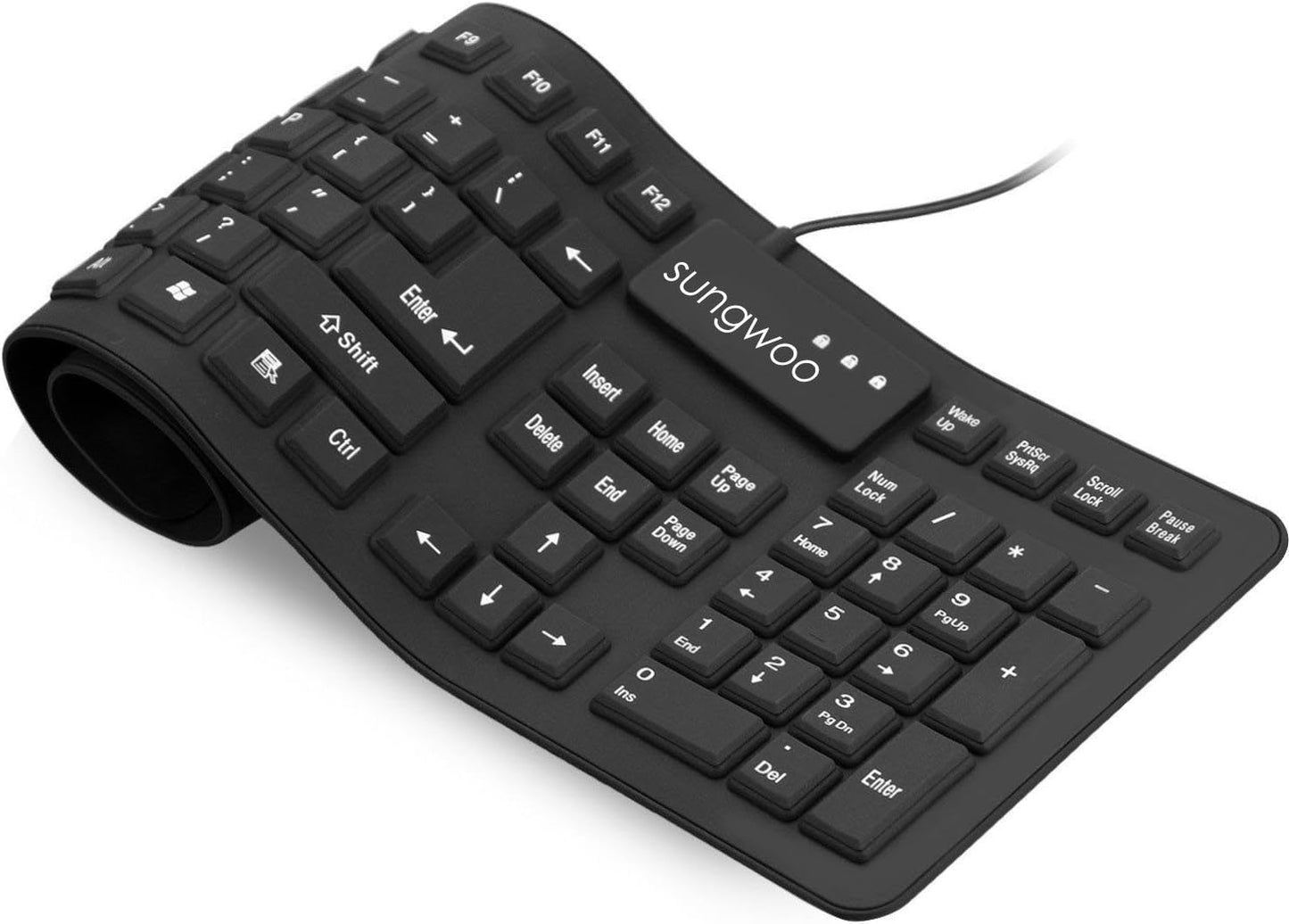 Sungwoo Waterproof Foldable Keyboard - Full Size Black