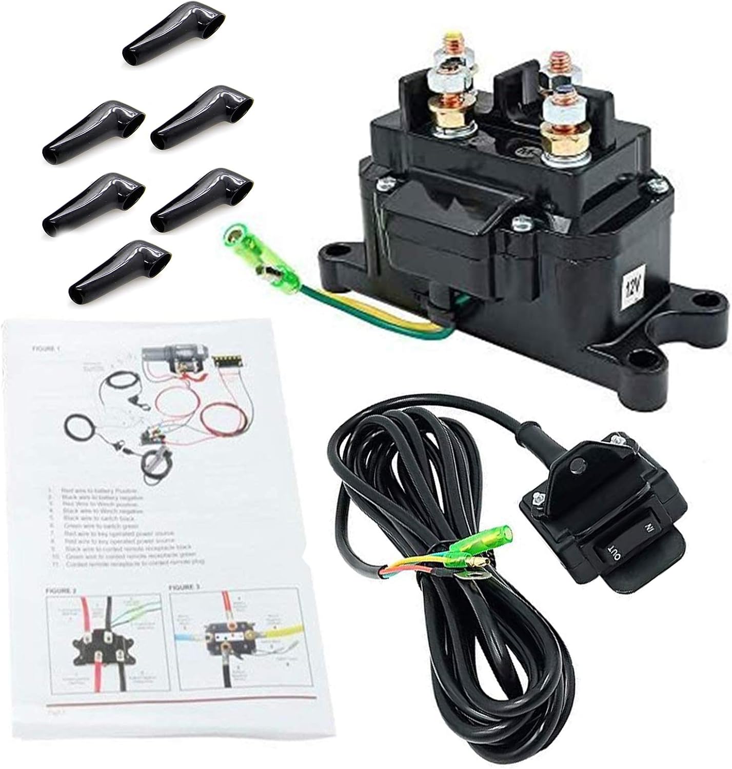 12V 250A Winch Solenoid Relay Contactor & Rocker Switch Kit