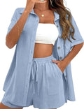 Linen Short Sets for Women Two Piece Summer Beach Outfit - Lightweight