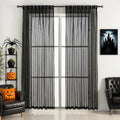 Black Linen Look Pinch Pleated Sheer Curtains 84 in - Moody Light