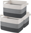 OIAHOMY Storage Basket Set of 3 - Woven Cotton Rope Organizers