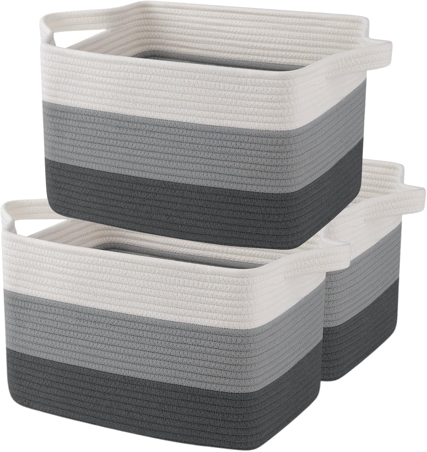 OIAHOMY Cotton Rope Storage Basket Set for Home Organization