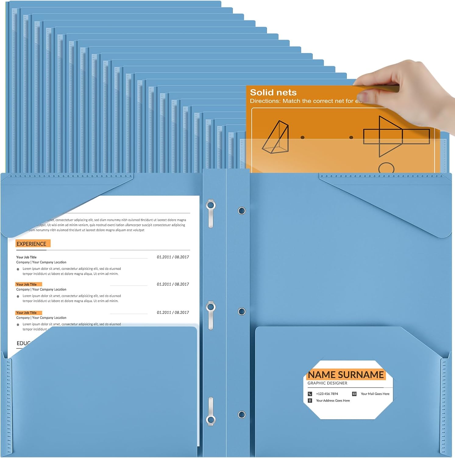 Henoyso 72 Pcs Plastic Folder with Clear Front Pocket for School