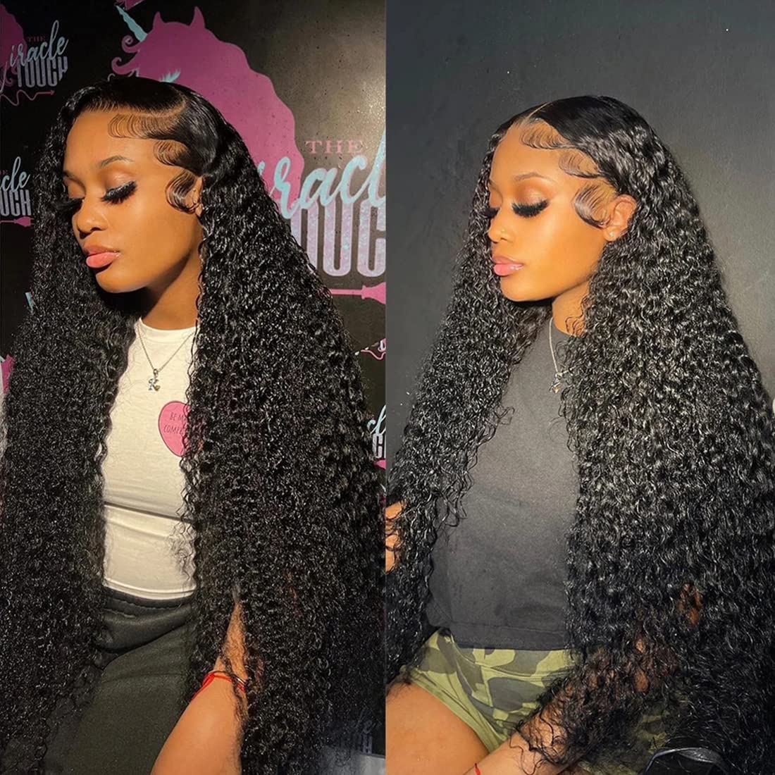Water Wave Lace Front Wigs - 32 Inch Human Hair for Women