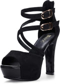 IDIFU Women's IN5 Charcy Crisscross Strappy Platform Heeled Sandals