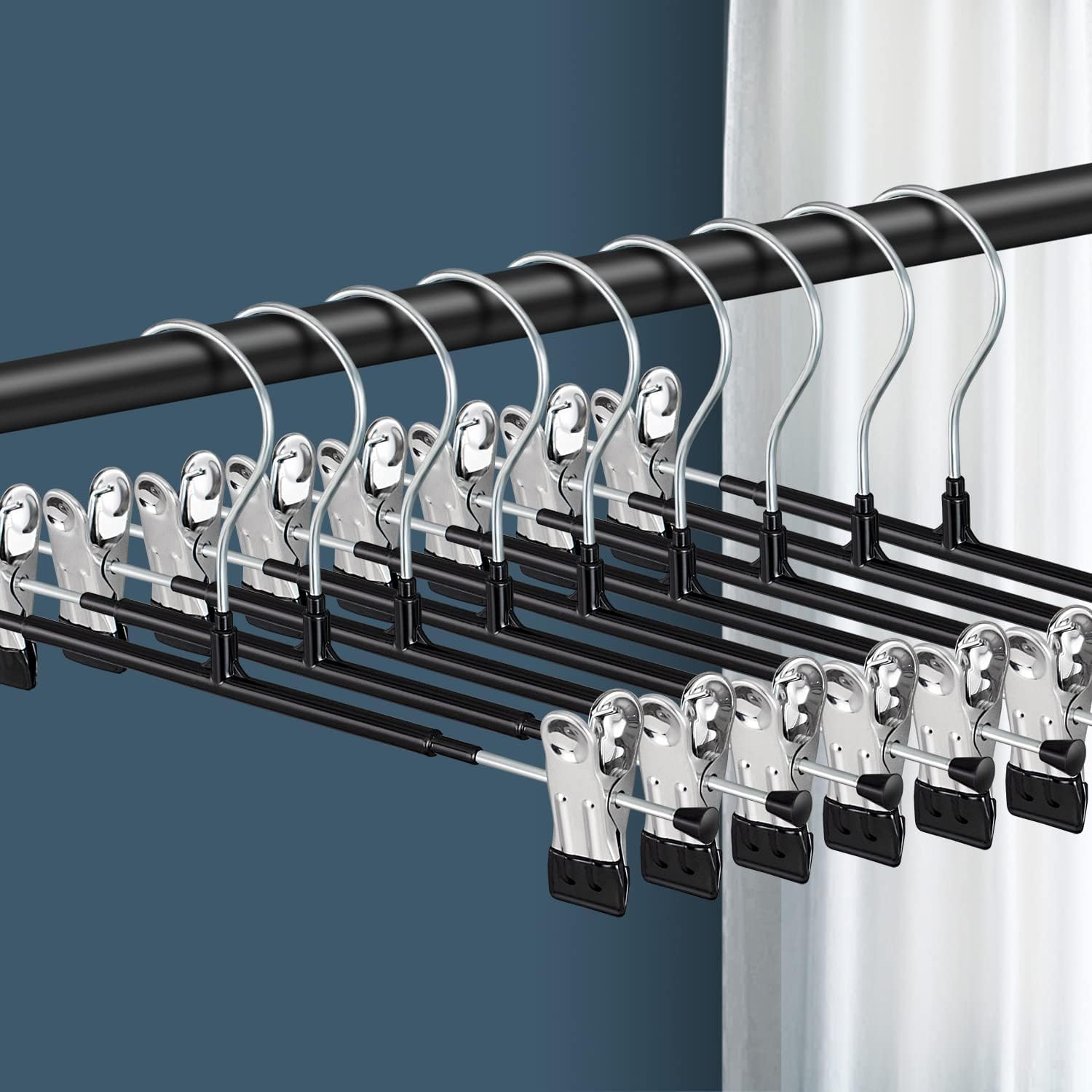60 Pack 12 Inch Heavy Duty Pants Hangers with Clips for All