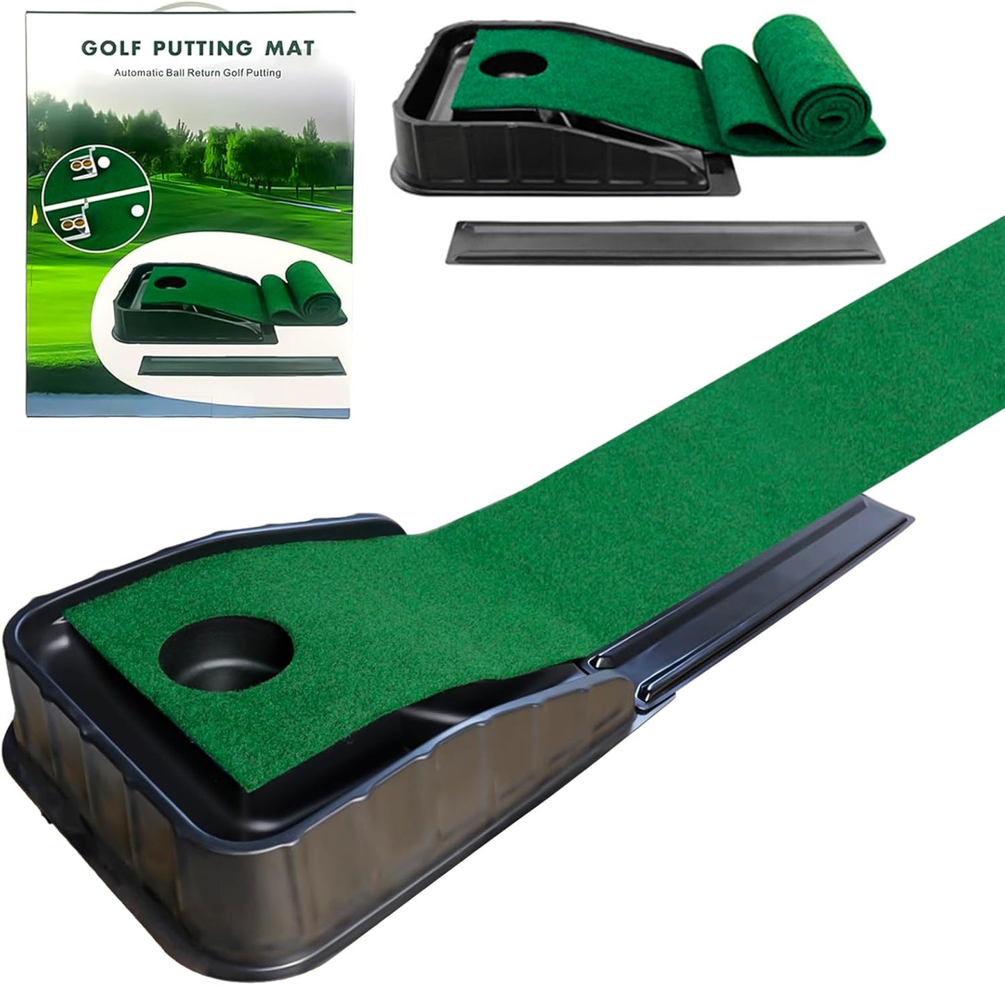 HelaCueil 87'' Golf Putting Mat with Return Track - Perfect Your Putt!