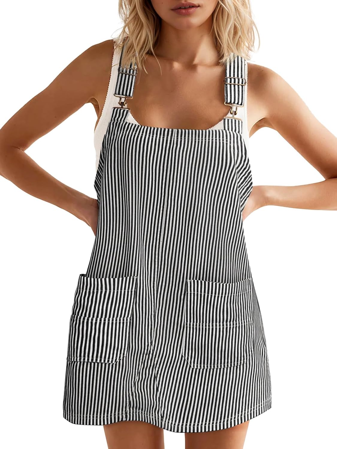 Yousify Womens Casual Denim Dress with Adjustable Straps