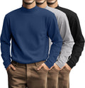 Plus Size Men's 3-Pack Mock Turtleneck Shirts - Soft Cotton Stretch