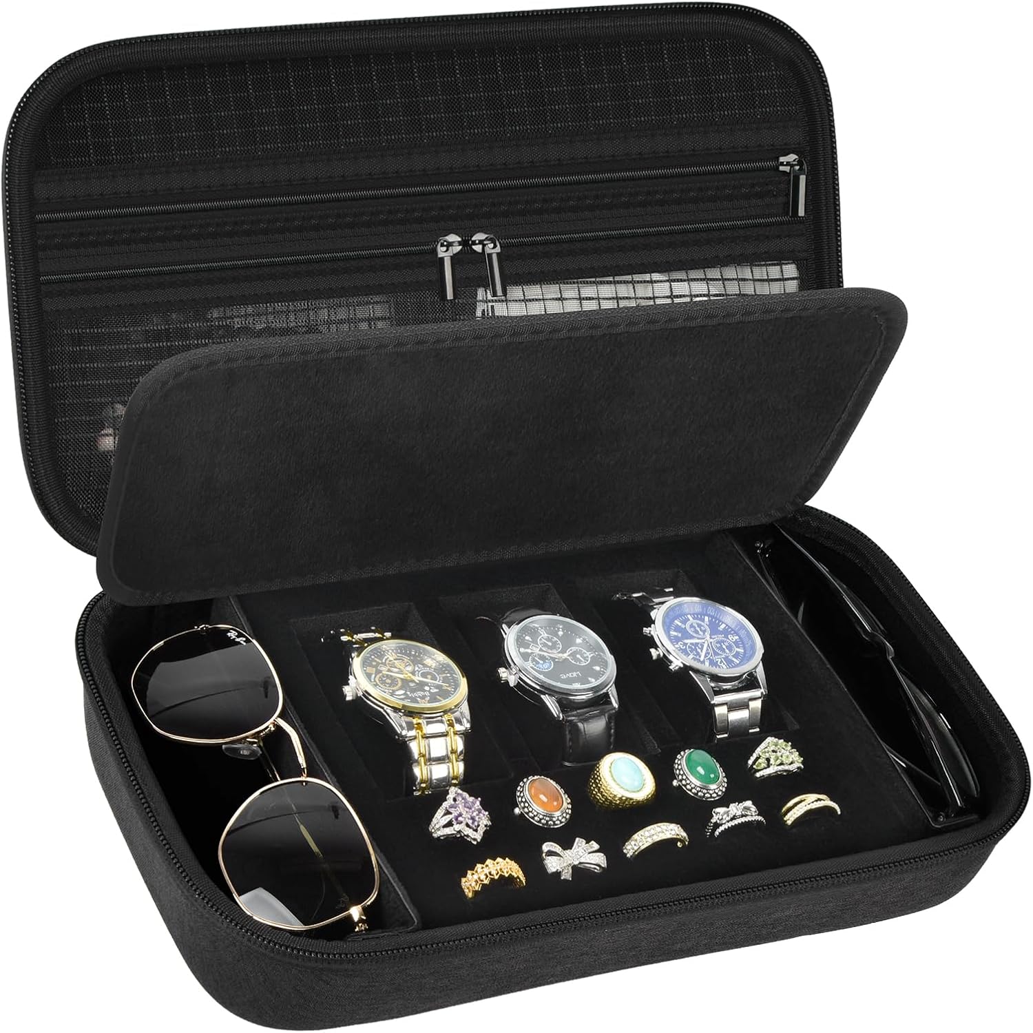Portable Jewelry Box Watch Organizer - Multi-Storage Solution