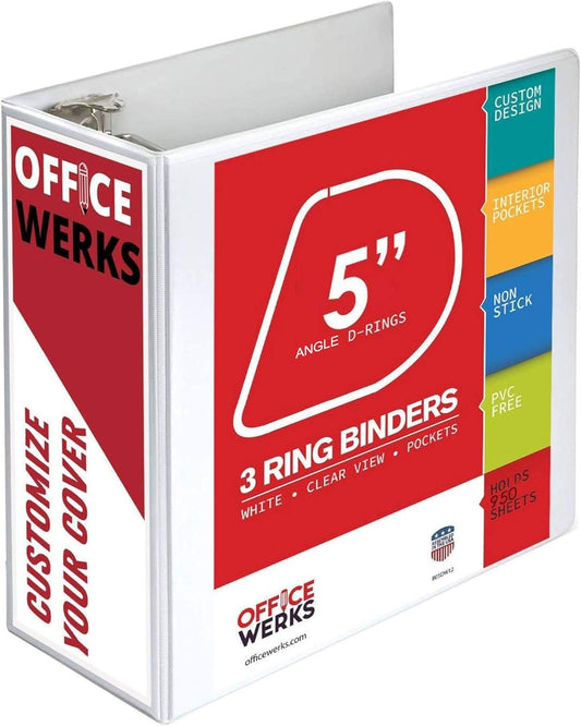 Professional 5 Inch D-Ring Binder | Clear View | Pockets
