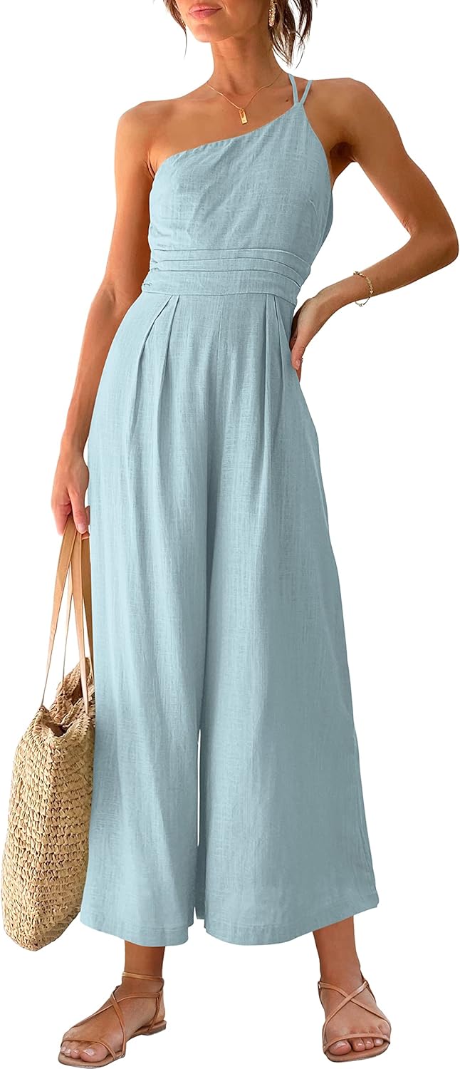 Stylish One Shoulder High Waist Jumpsuit for Summer Outings