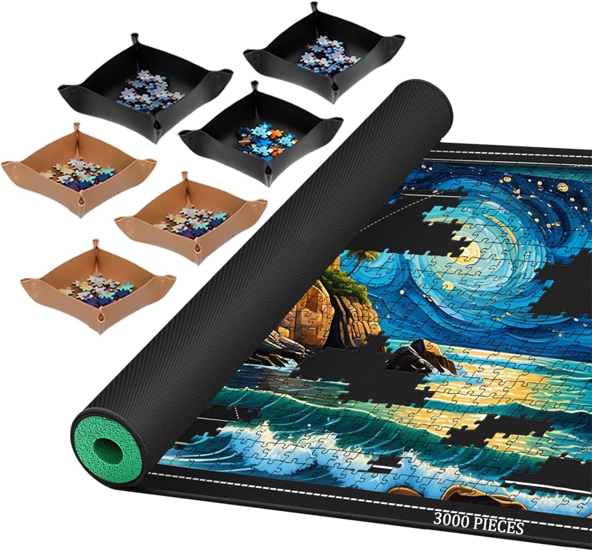Jigsaw Puzzle Mat Roll Up with Non-Slip Bottom for 3000 Pieces