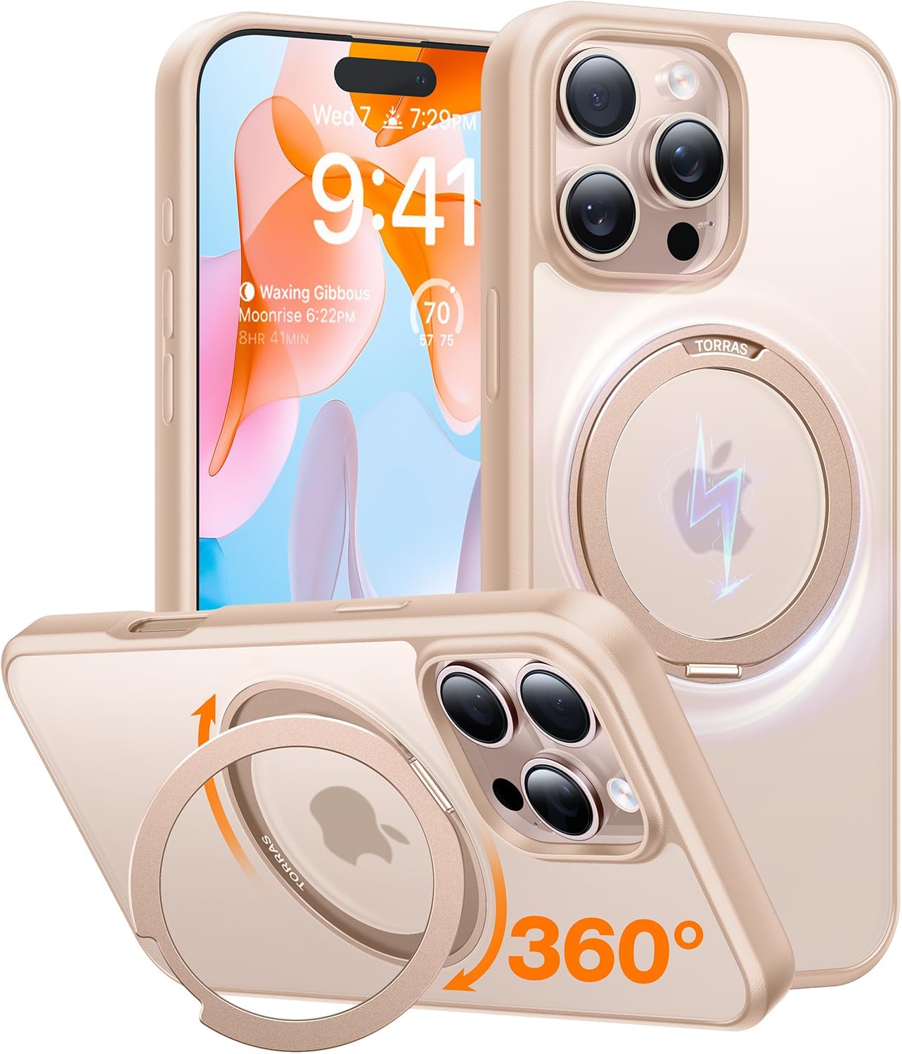 TORRAS 360 Rotatable Magnetic Ring Case for iPhone 16 Pro Max