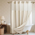 No Hooks Luxury Shower Curtain Set with Snap-in Liner - Cream